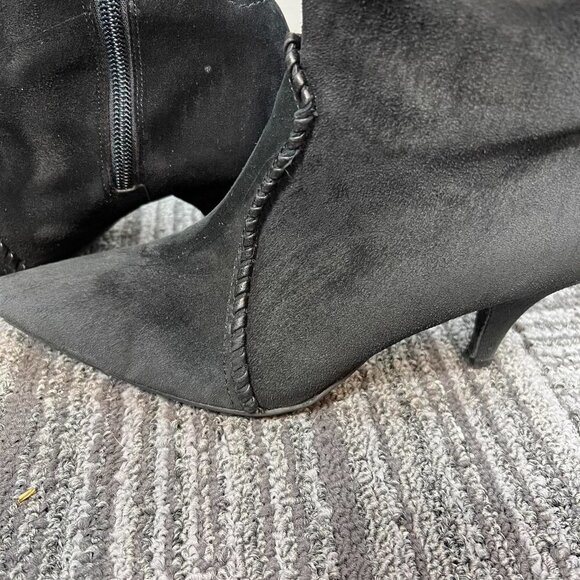 Gianni Bini black Whipstitch Lace Up mid calf Suede Boots - Picture 2 of 12